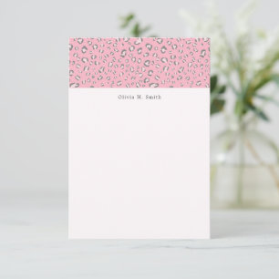 Cartão De Notas Leopardo-Cinza rosa 2 personalizado