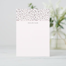 Cartão De Notas Leopardo de Cinza rosa personalizado
