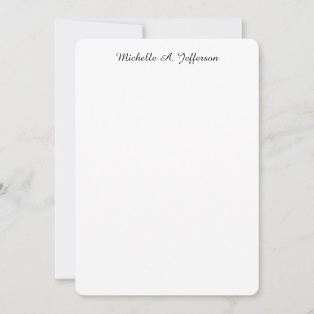 Cartão De Notas Letra clássica com manuscrito criativo branco de t (Frente)