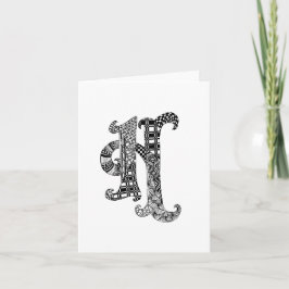 Cartão De Notas Letra H Monograma em Preto e Branco