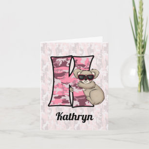 Cartão De Notas Letra K, cor-de-rosa, coala, Vazio