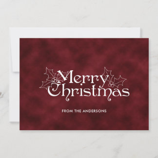 Cartão De Notas Letras Clássicas de Natal Vermelho Escuro Vintage