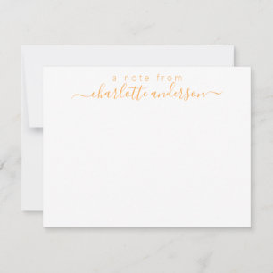 Cartão De Notas Letras em Roteiro Simples em Amarelo Personalizada