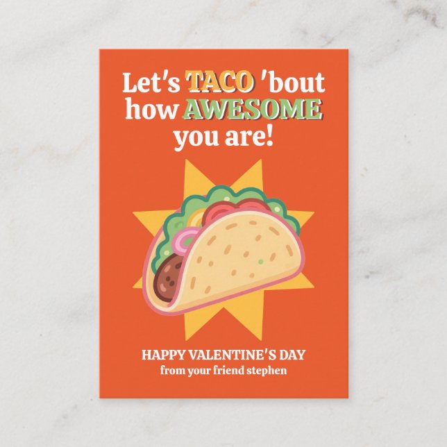 Cartão De Notas Let's TACO 'Bout How Awesome You Are Valentine's (Frente)