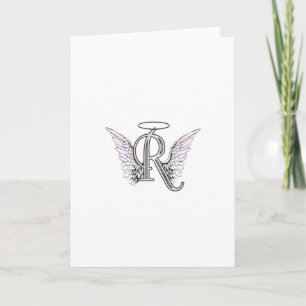 Cartão De Notas Letter R Initial Monogram with Angel Wings & Halo