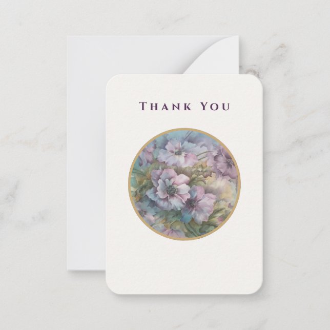 Cartão De Notas Lilac Garden Blooms — Thank You Card (Luxe Ivory,  (Frente)