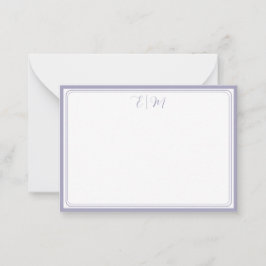 Cartão De Notas Lilac three Border Monogram Note Card