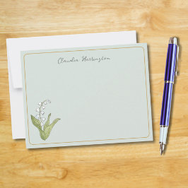 Cartão De Notas Lily of the Valley Floral Botanical Sage Green