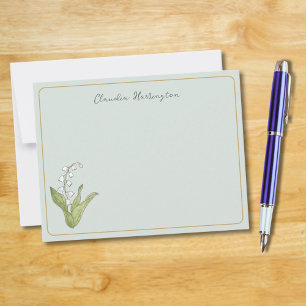 Cartão De Notas Lily of the Valley Floral Botanical Sage Green