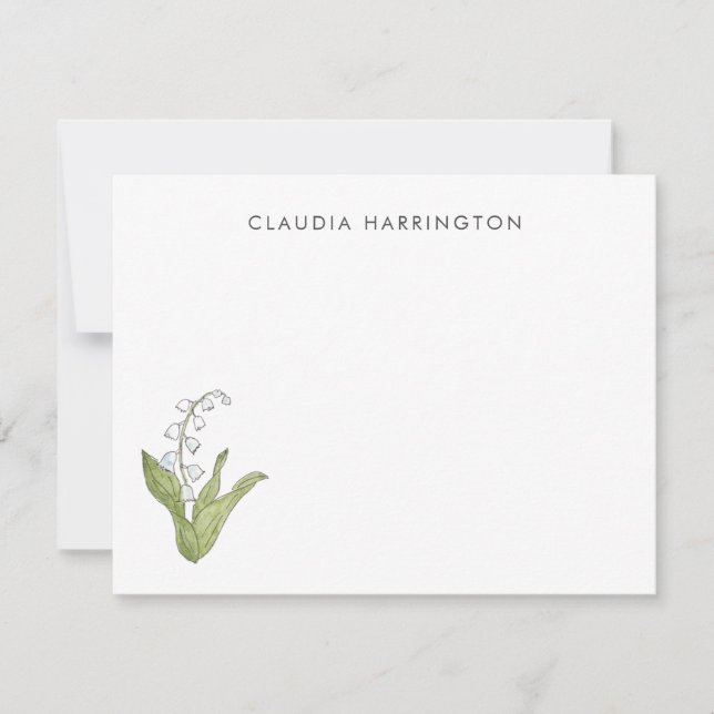 Cartão De Notas Lily of the Valley Hand-Illustrated Primavera Flor (Frente)