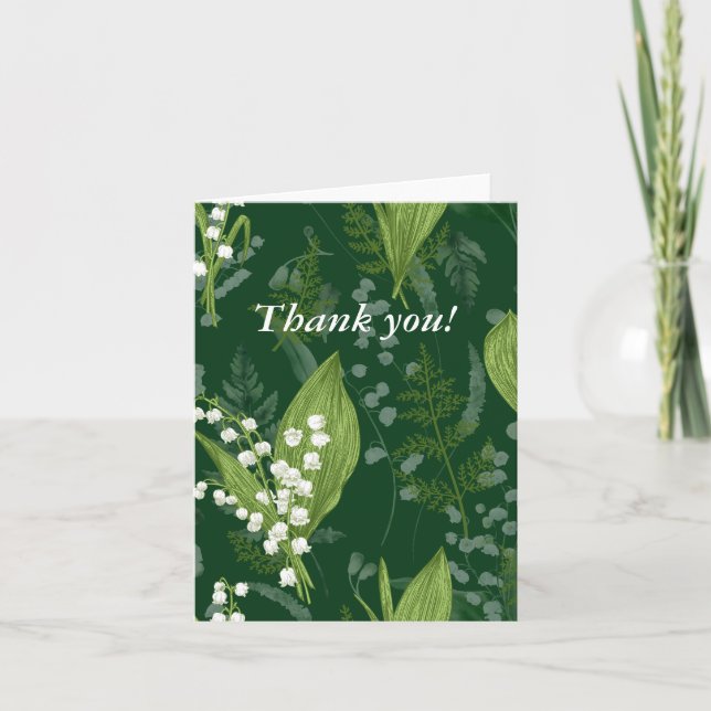 Cartão De Notas Lily of Valley com Ferns | Dentro do Vazio Verde E (Frente)