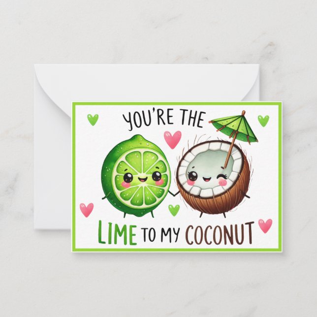 Cartão De Notas Limas Kawaii Fofas e Coco (Frente)