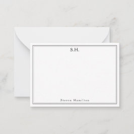 Cartão De Notas Limite minimalista do nome do monograma preto 2 si