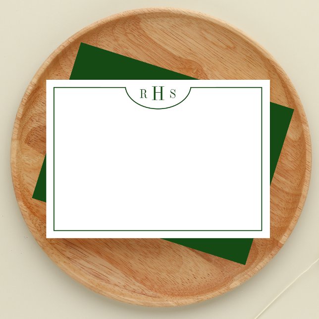 Cartão De Notas Limite mínimo de três monogramas um | Verde (Criador carregado)