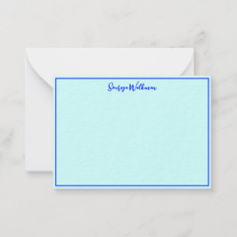 Cartão De Notas Limite, Nome e Vazio Elegante Minimalista Azul