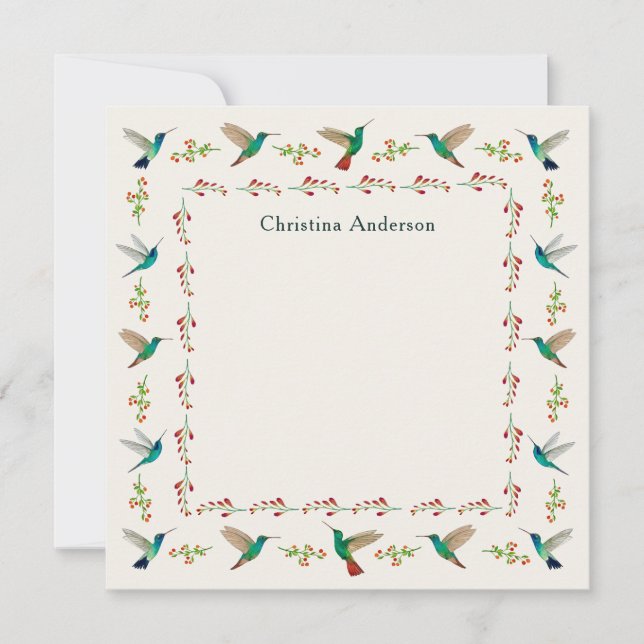Cartão De Notas Limite Personalizado de Hummingbird (Frente)