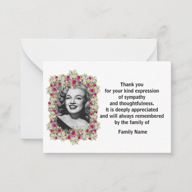 Cartão De Notas Linda Flor De Quadros Depois Do Funeral Obrigado (Frente)