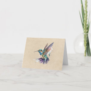 Cartão De Notas Linda Hummingbird Personalizado Aquarela