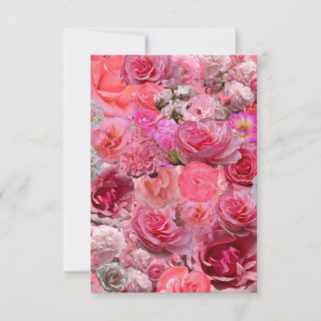Cartão De Notas Lindo Colagem de Rosa Rosa (Frente)