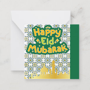 Cartão De Notas Lindo Eid Mubarak Saudação Verde
