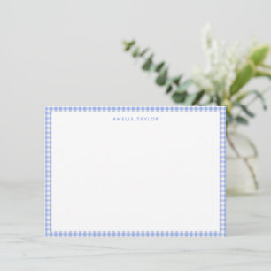 Cartão De Notas Lindo Periwinkle Xadrez Gingham Personalizado Retr