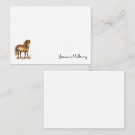Cartão De Notas Lindo Pônei Marrom Caprichoso Script Crianças