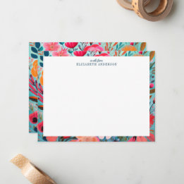 Cartão De Notas Lindo Quadro Floral Botânico Feminino