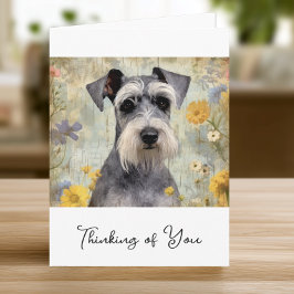 Cartão De Notas Lindo Schnauzer Floral