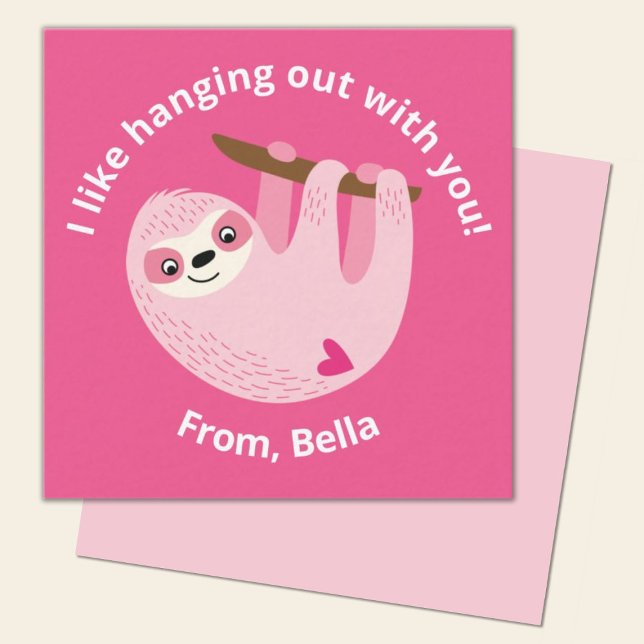 Cartão De Notas Lindos Valentins de Sloth Rosa (A cute pink sloth mini Valentine is so fun for a school classroom valentine exchange)