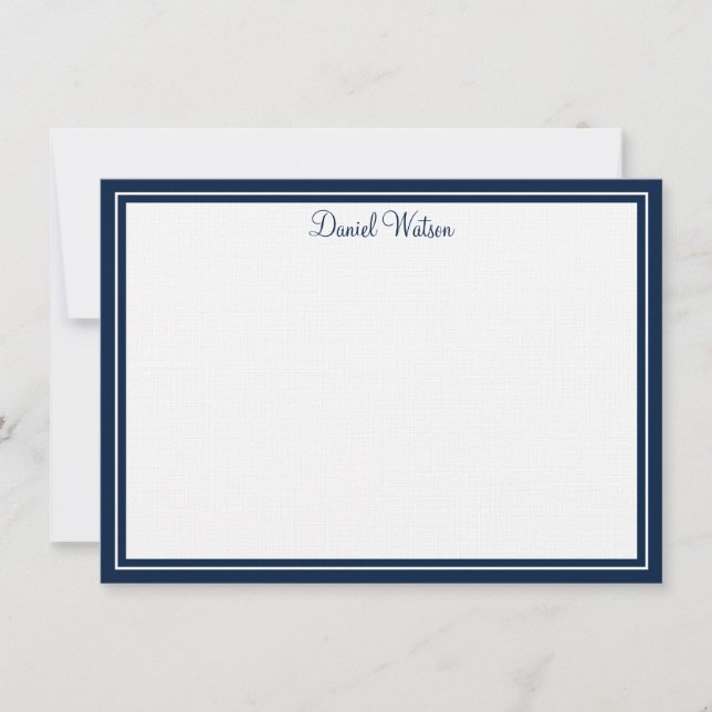 Cartão De Notas Linen de Placa de Nota Simples Personalizada (Frente)