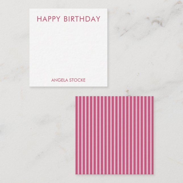Cartão De Notas Listra Rosa Personalizada Branco (Frente/Verso)