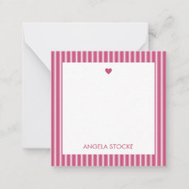 Cartão De Notas Listra Rosa Personalizada Branco