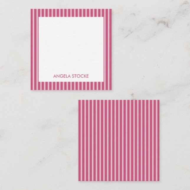Cartão De Notas Listra Rosa Personalizada Branco (Frente/Verso)