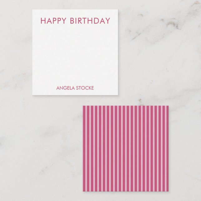 Cartão De Notas Listras Rosa e Branco Personalizadas (Frente/Verso)