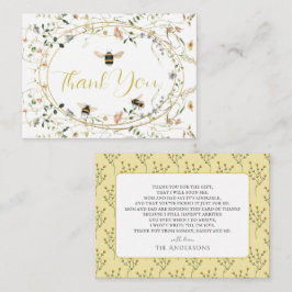Cartão De Notas Little Honey Wildflower Bee Baby Shower Thank You