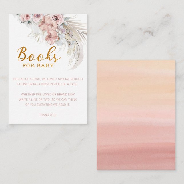 Cartão De Notas Livros de Boho Pampas para Menina (Frente/Verso)