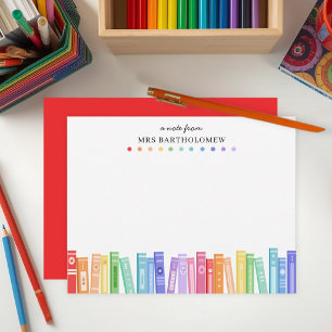 Cartão De Notas Livros de Cores Arco-íris Amantes de Livros Person
