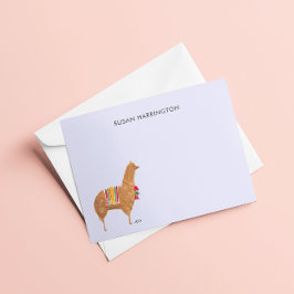 Cartão De Notas Llama Alpaca, ilustrado Pela Mão, Personalizado
