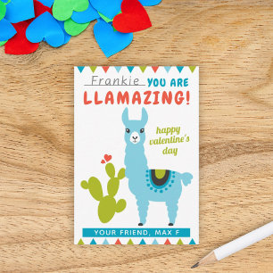 Cartão De Notas Llamazing Llama Azul Meninos Sala de Aula no Dia d
