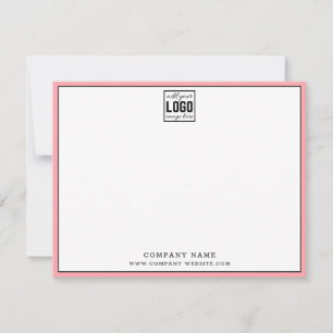 Cartão De Notas Logotipo comercial Editável Borda cor-de-rosa