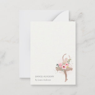 Cartão De Notas Logotipo da Academia de Dança Blush Rose Gold Flor