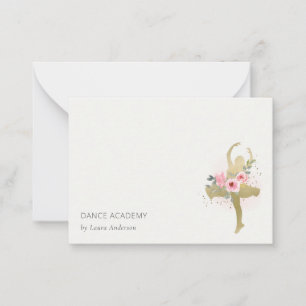 Cartão De Notas Logotipo da Academia de Dança da Menina Floral em