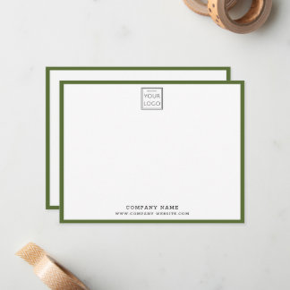 Cartão De Notas Logotipo da Empresa Nome da Empresa Borda Verde Ol