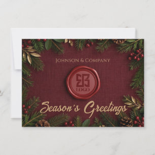 Cartão De Notas Logotipo de Natal Empresarial Burgundy Elegante