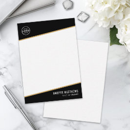 Cartão De Notas Logotipo de Negócios Simples Preto e Dourado