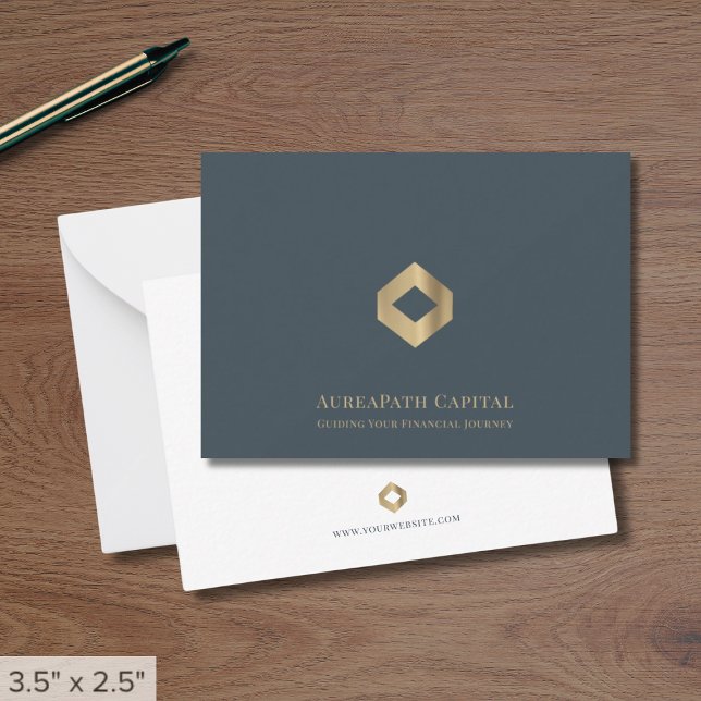 Cartão De Notas Logotipo Dourado de luxo elegante (Criador carregado)