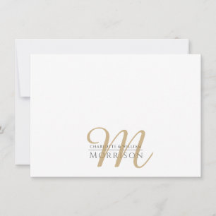 Cartão De Notas Logotipo Dourado Monograma do Elegante