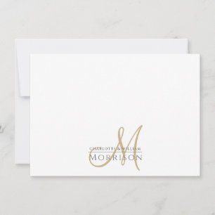 Cartão De Notas Logotipo Dourado Monograma do Elegante