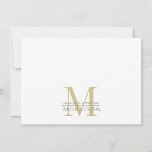 Cartão De Notas Logotipo Dourado Monograma do Elegante