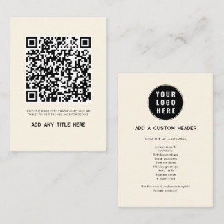 Cartão De Notas Logotipo Empresarial Código QR Personalizado Moder